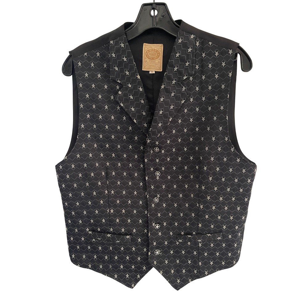 Wah Maker Scully Mens Western Star Pattern Frontier Classics Vest Navy/Black M